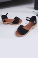 Black and Brown Leather Open Toe Platform Ankle Strap Low Heels