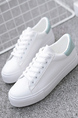 White Leather Round Toe Platform Lace Up Rubber Shoes