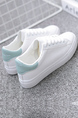 White Leather Round Toe Platform Lace Up Rubber Shoes