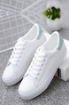 White Leather Round Toe Platform Lace Up Rubber Shoes