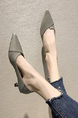 Gray Leather Pointed Toe Platform Low Stiletto Heels