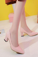 Pink Leather Pointed Toe Platform Chunky Heels