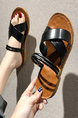 Black Leather Open Toe Platform Sandals