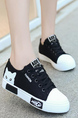 Black and White Canvas Round Toe Platform Lace Up Rubber Shoes
