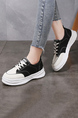 Black and White Leather Round Toe Platform Lace Up Rubber Shoes