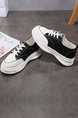 Black and White Leather Round Toe Platform Lace Up Rubber Shoes