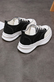 Black and White Leather Round Toe Platform Lace Up Rubber Shoes