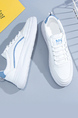 White and Blue Leather Round Toe Platform Lace Up Rubber Shoes