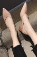 Pink Leather Pointed Toe Platform Chunky Heels
