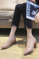 Pink Leather Pointed Toe Platform Chunky Heels