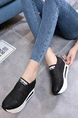 Black Leather Round Toe Platform Slip On Rubber Shoes