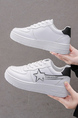 White Leather Round Toe Platform Lace Up Rubber Shoes