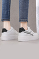 White Leather Round Toe Platform Lace Up Rubber Shoes