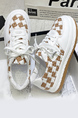 White and Brown Leather Round Toe Platform Lace Up Rubber Shoes