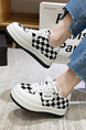 White and Black Leather Round Toe Platform Lace Up Rubber Shoes