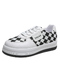 White and Black Leather Round Toe Platform Lace Up Rubber Shoes