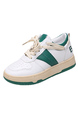 White and Green Leather Round Toe Platform Lace Up Rubber Shoes