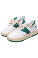 White and Green Leather Round Toe Platform Lace Up Rubber Shoes