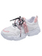 White and Pink Mesh Round Toe Platform Lace Up Rubber Shoes