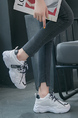 White and Black Mesh Round Toe Platform Lace Up Rubber Shoes