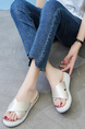 White Leather Open Toe Platform Slides Sandals