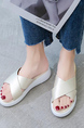 White Leather Open Toe Platform Slides Sandals
