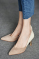 Brown and Beige Leather and Suede Pointed Toe Platform Stiletto Heels