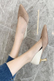Brown and Beige Leather and Suede Pointed Toe Platform Stiletto Heels