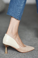 Brown and Beige Leather and Suede Pointed Toe Platform Stiletto Heels