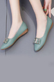 Blue Leather Pointed Toe Platform Flats