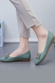 Blue Leather Pointed Toe Platform Flats