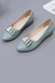 Blue Leather Pointed Toe Platform Flats
