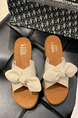 Brown and Off White Fabric Open Toe Platform Sandal