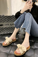 Brown and Off White Fabric Open Toe Platform Sandal