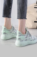 Light Green Mesh Round Toe Platform Lace Up Rubber Shoes