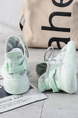 Light Green Mesh Round Toe Platform Lace Up Rubber Shoes
