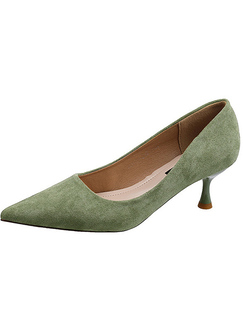 Green Suede Pointed Toe Platform Stiletto Heels