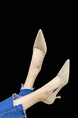 Flesh Suede Pointed Toe Platform Stiletto Heels