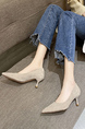 Flesh Suede Pointed Toe Platform Stiletto Heels