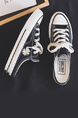 White and Black Canvas Round Toe Platform Lace Up Rubber Shoes