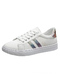 White Leather Round Toe Platform Lace Up Rubber Shoes