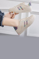 Off White Leather Round Toe Platform Lace Up Rubber Shoes