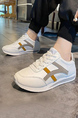 White Leather Round  Toe Platform Lace Up Rubber Shoes
