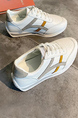 White Leather Round  Toe Platform Lace Up Rubber Shoes