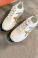 White Leather Round  Toe Platform Lace Up Rubber Shoes