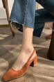 Apricot Fabric Pointed Toe Platform Chunky Heels