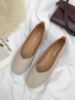 Beige Leather Round Toe Platform Chunky Heels