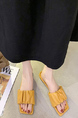 Mustard Leather Open Toe Platform Slip On Sandals