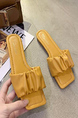 Mustard Leather Open Toe Platform Slip On Sandals