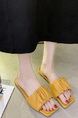 Mustard Leather Open Toe Platform Slip On Sandals